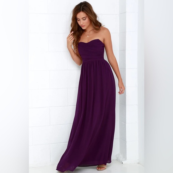 Lulus Royal Engagement Strapless Purple Maxi Dress XS - Picture 2 of 12